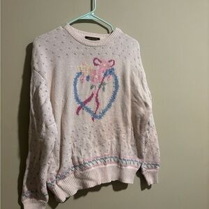 Vintage Eddie Bauer floral heart sweater- light staining, pictured
